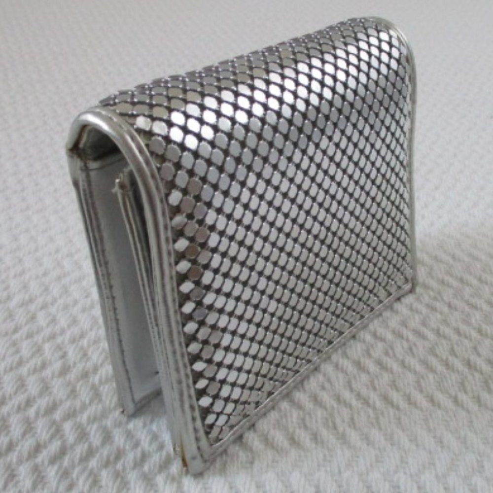 Small Vintage Metal Mesh Silver Clutch Evening bag purse disco micro